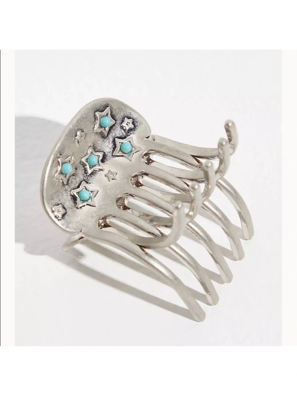 Free People Silver Hair glow with Turquoise Star Accents